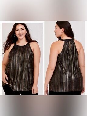 Torrid Black & Gold Metallic Racerback Tank